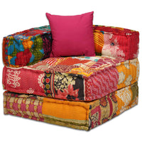 Pouf Modulare a 4 Posti in Tessuto Patchwork 244981