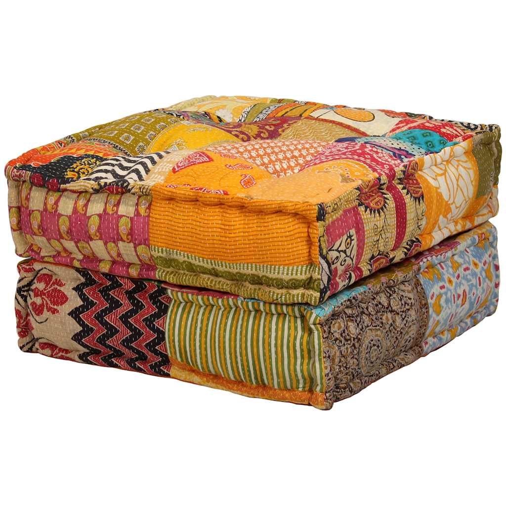 Pouf Modulare a 2 Posti in Tessuto Patchwork