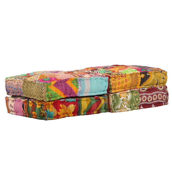 Pouf Modulare a 2 Posti in Tessuto Patchwork