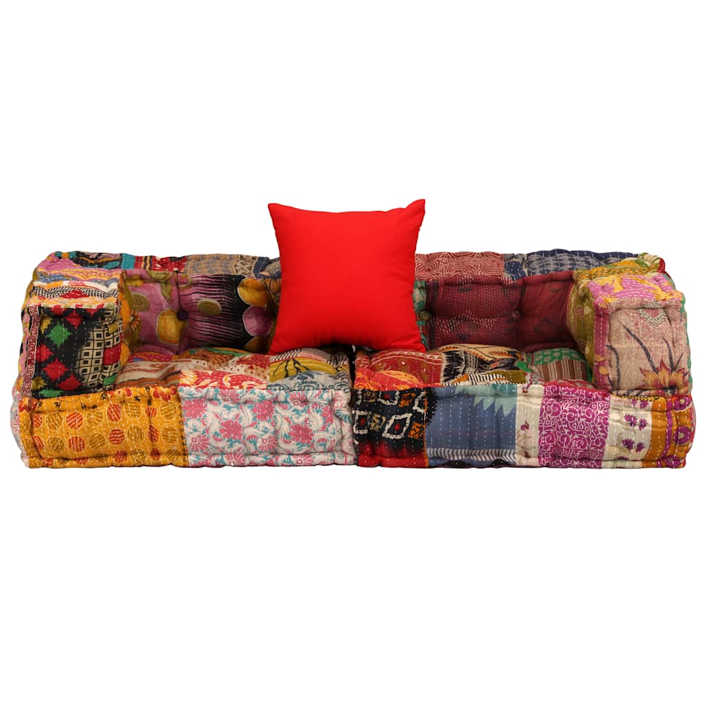 Pouf Modulare a 2 Posti in Tessuto Patchwork 244987