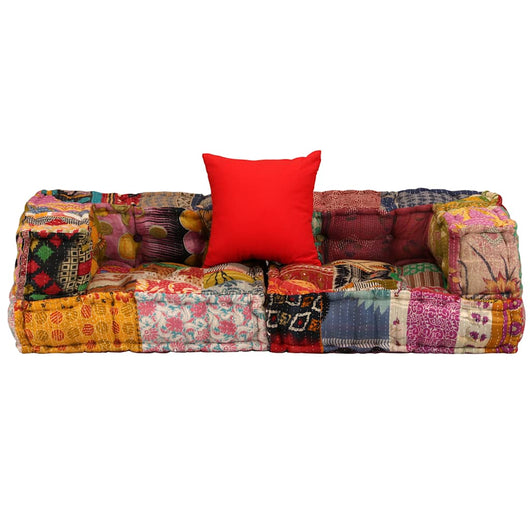 Pouf Modulare a 2 Posti in Tessuto Patchwork 244987