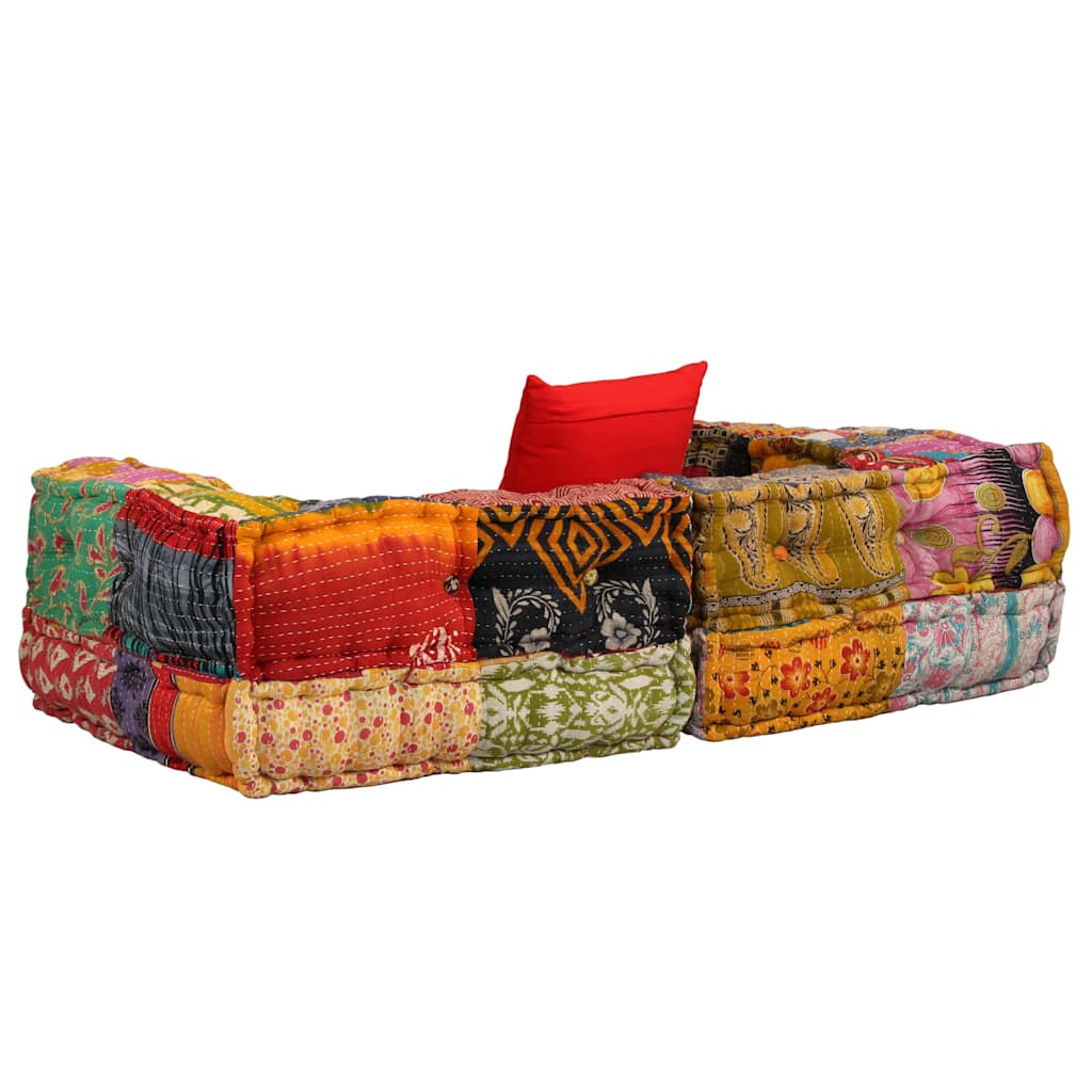Pouf Modulare a 2 Posti in Tessuto Patchwork 244987