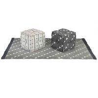 Pouffes Geometrico Grigio e Bianco 40 x 40 x 40 cm Tessuto 244990