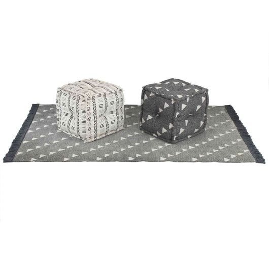 Pouffes Geometrico Grigio e Bianco 40 x 40 x 40 cm Tessuto 244990