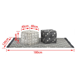 Pouffes Geometrico Grigio e Bianco 40 x 40 x 40 cm Tessuto 244990