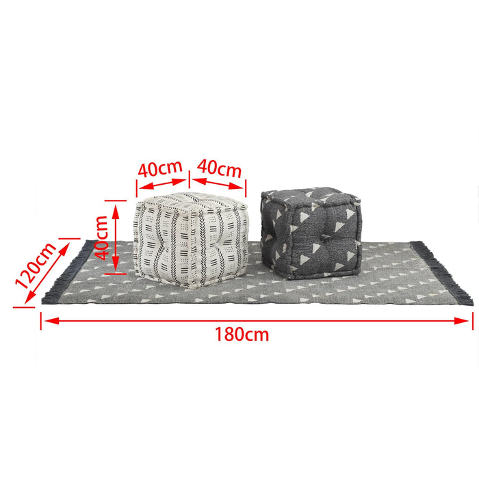 Pouffes Geometrico Grigio e Bianco 40 x 40 x 40 cm Tessuto 244990