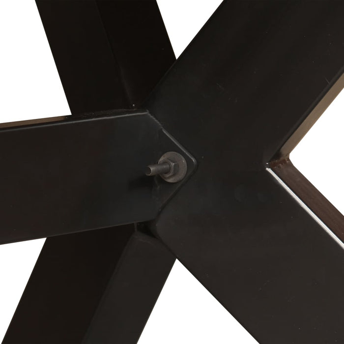 Tavolo da Pranzo in Massello di Mango e Acciaio a Croce 180 cm 244805