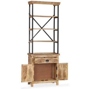 Credenza con Ripiani in Legno Massello di Mango 65x30x180 cm