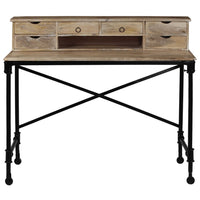 Scrivania in Legno Massello di Mango e Acciaio 110x50x96 cm