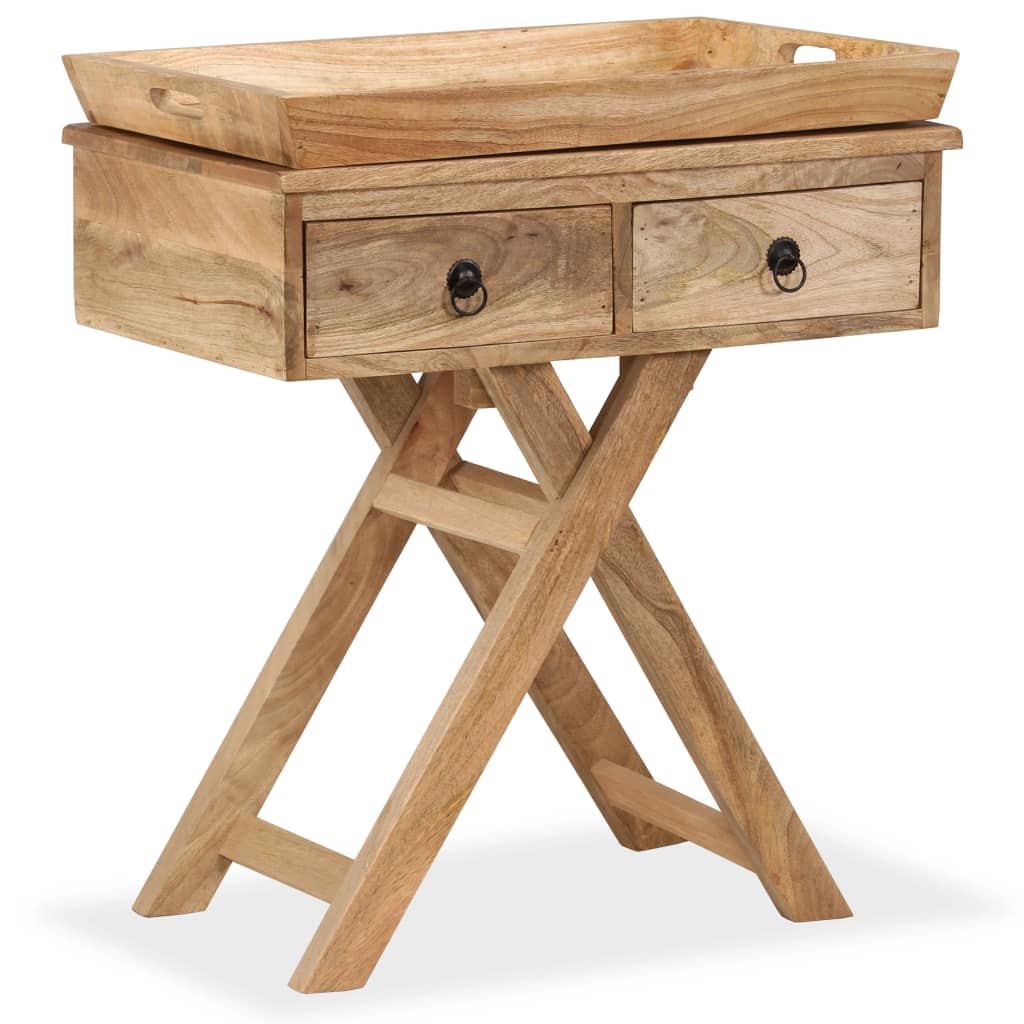 Tavolino da Salotto in Legno Massello di Mango 65x40x76 cm