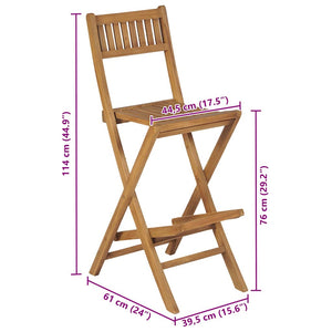 Sgabelli da Bar da Esterno Pieghevoli 2 pz in Massello di Teak 43806