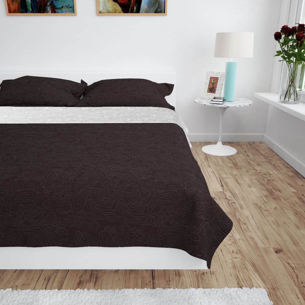 Copriletto Double-Face Trapuntato 230x260 cm Crema e Marrone cod mxl 59004