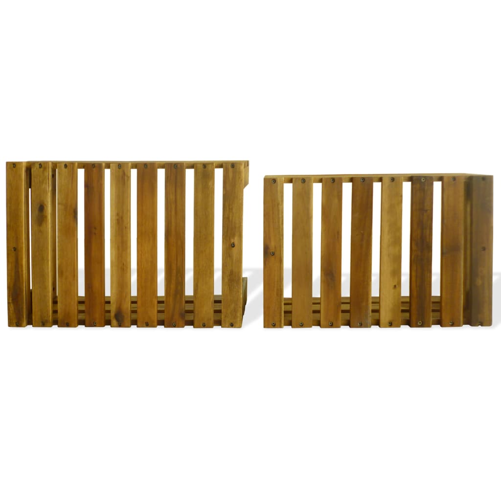 Cassetta per Mele Set 2 pz in Legno Massello di Acacia 43791