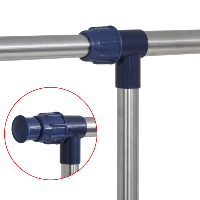 Porta Abiti Regolabile in Acciaio 165x44x150 cm Argento 245625