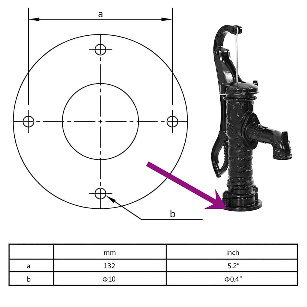 Pompa d'Acqua Manuale da Giardino in Ghisa 43867