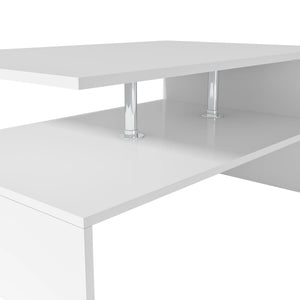 Tavolino da Salotto in Legno Multistrato 90x59x42 cm Bianco 244854