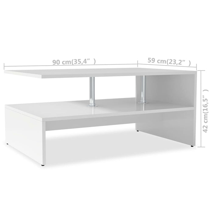 Tavolino da Salotto in Legno Multistrato 90x59x42 cm Bianco 244854