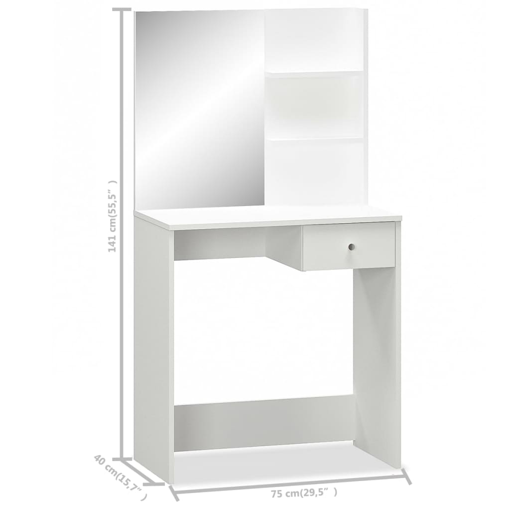 Toeletta di design in derivati ​​del legno 75 x 40 x 141 cm bianco 02_0006337