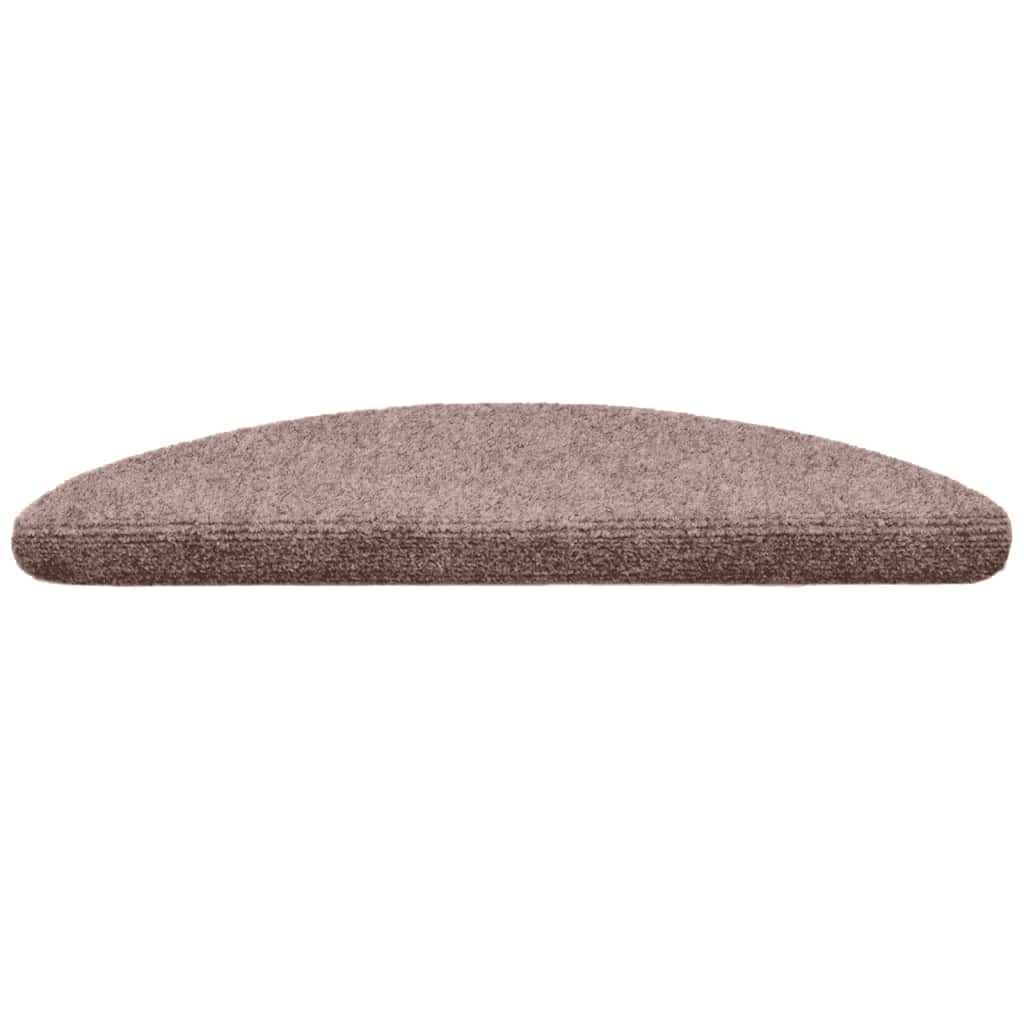 Tappetini per scale autoadesivi 15 pz 56x17x3 cm Marrone Chiaro Semicircolari 132690