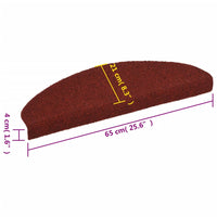 Tappetini Autoadesivi per Scale 15 pz 65x21x4 cm Rosso 132700