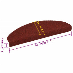 Tappetini Autoadesivi per Scale 15 pz 65x21x4 cm Rosso 132700