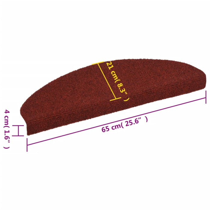 Tappetini Autoadesivi per Scale 15 pz 65x21x4 cm Rosso 132700