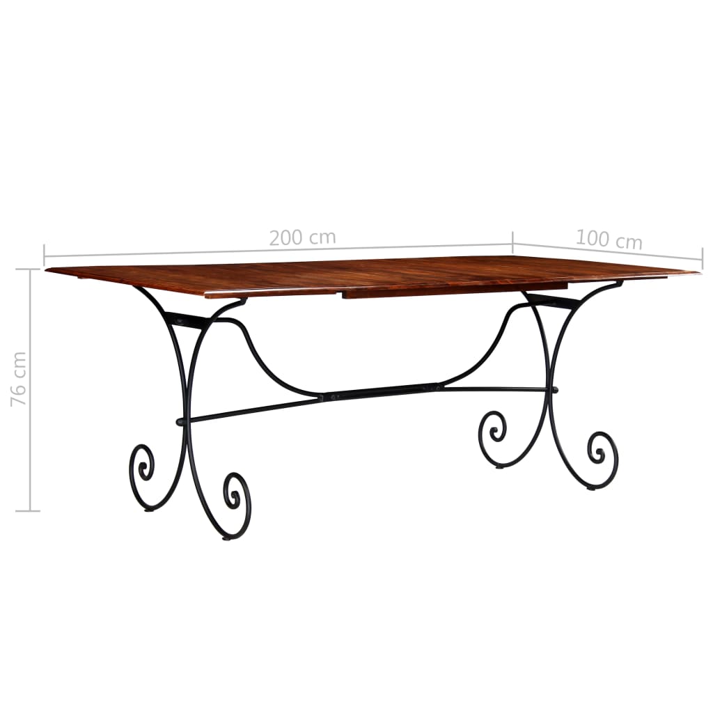 Tavolo da Pranzo in Legno Massello Finitura Ambra 200x100x76 cm 245643