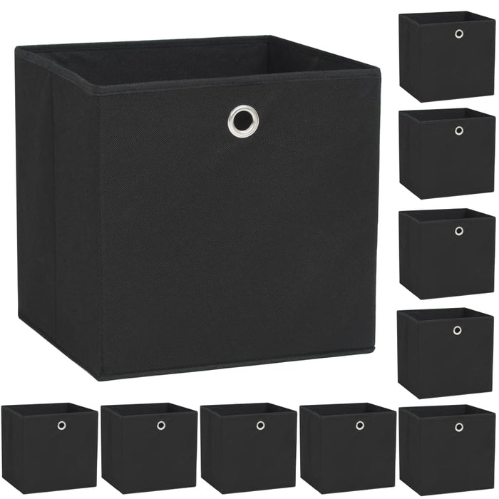 Set Contenitori 10 pz Tessuto non Intrecciato 32x32x32 cm Nero cod mxl 46314