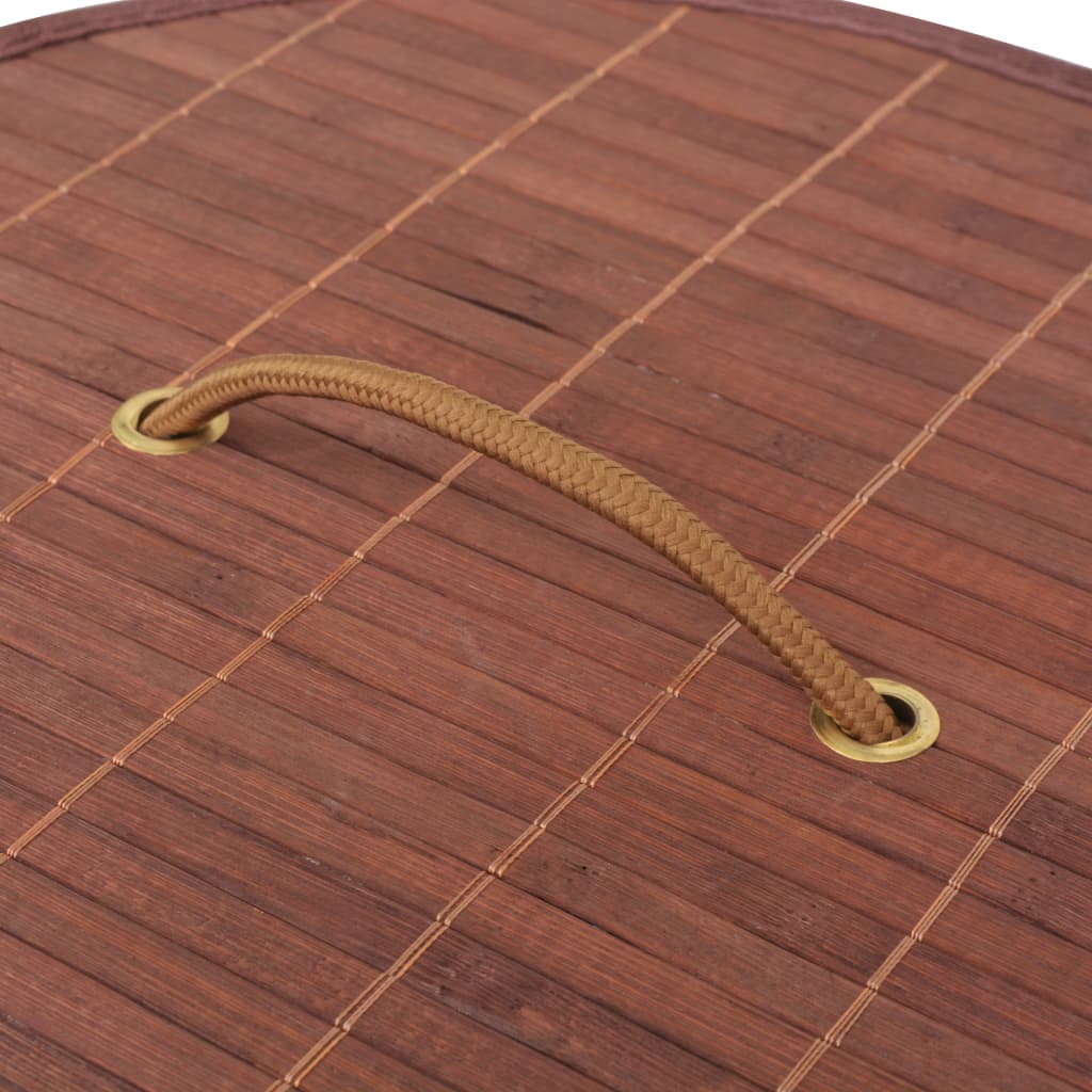 Cesto Portabiancheria in Bambù Rotondo Marrone 245578