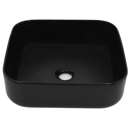 Lavabo quadrato in ceramica 38 x 38 x 13,5 cm lavabo bagno wc nero 02_0002537