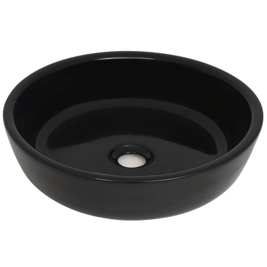 Lavandino-Lavabo-Lavello Tondo in Ceramica Nero 42x12 cm