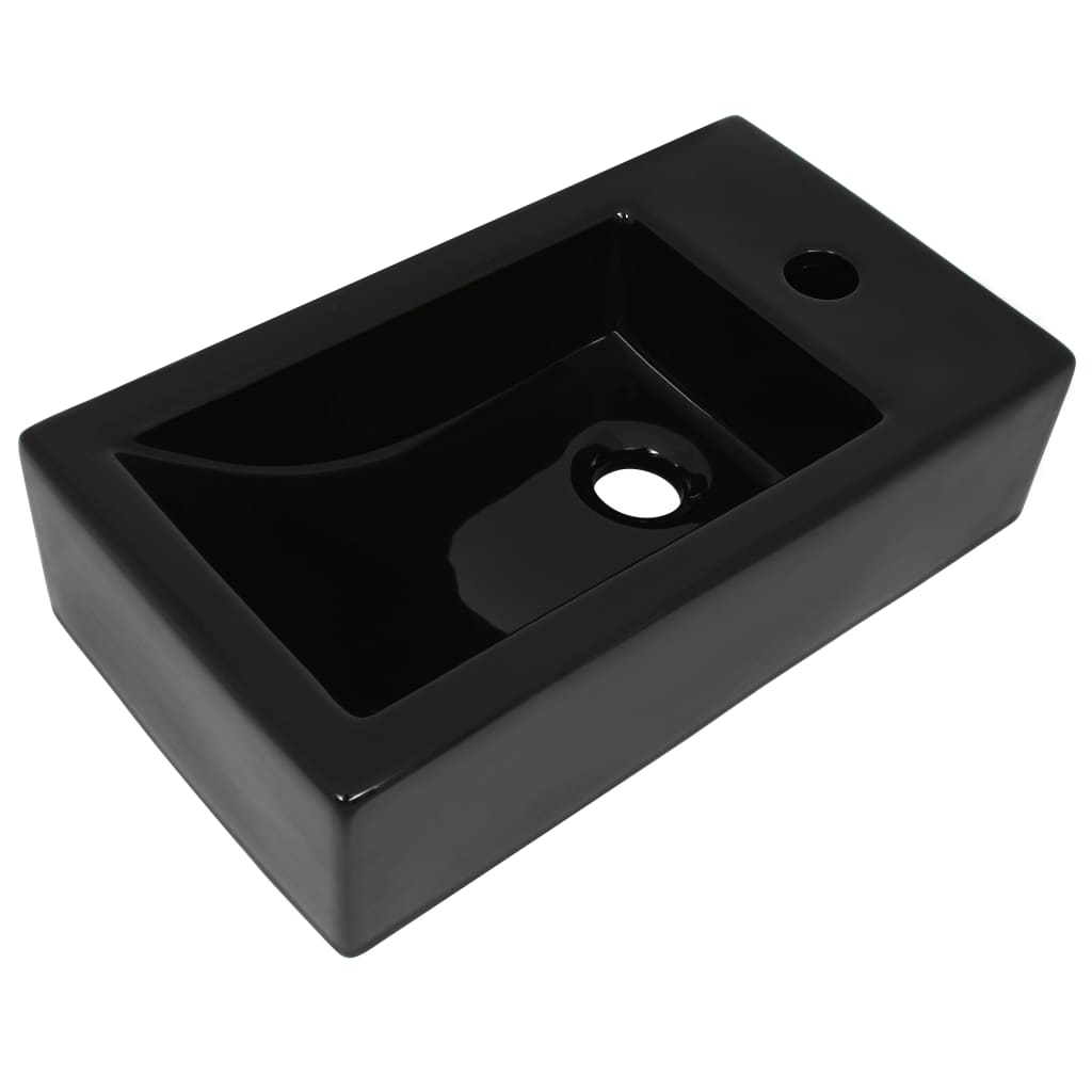 Lavabo con foro per rubinetto 46 x 25,5 cm lavabo wc in ceramica nera 02_0002542