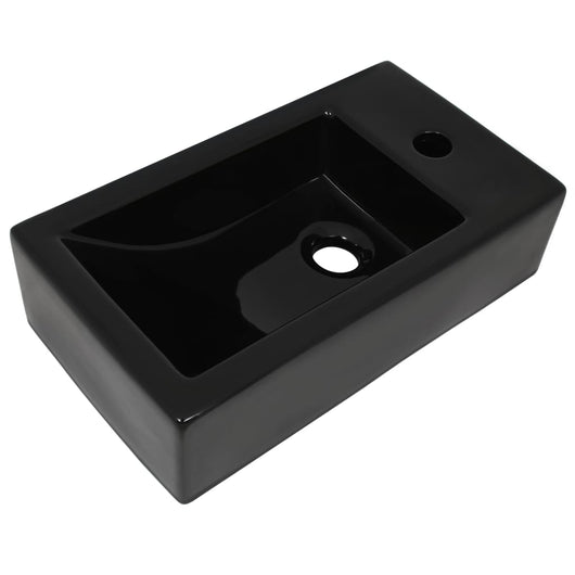 Lavabo con foro per rubinetto 46 x 25,5 cm lavabo wc in ceramica nera 02_0002542