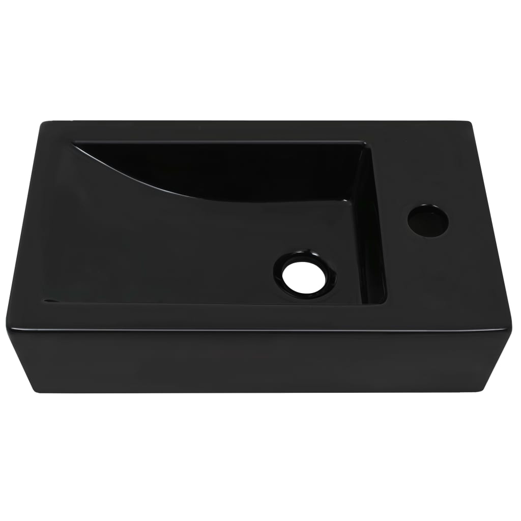 Lavandino con Foro Rubinetto Rettangolare-Lavabo-Lavello Ceramica 46x25,5x12cm