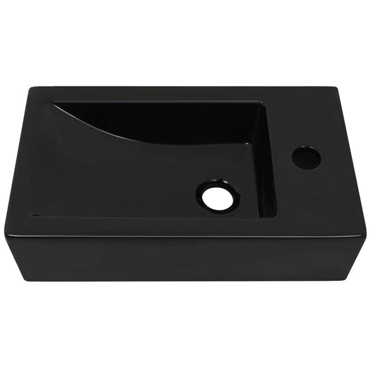 Lavabo con foro per rubinetto 46 x 25,5 cm lavabo wc in ceramica nera 02_0002542