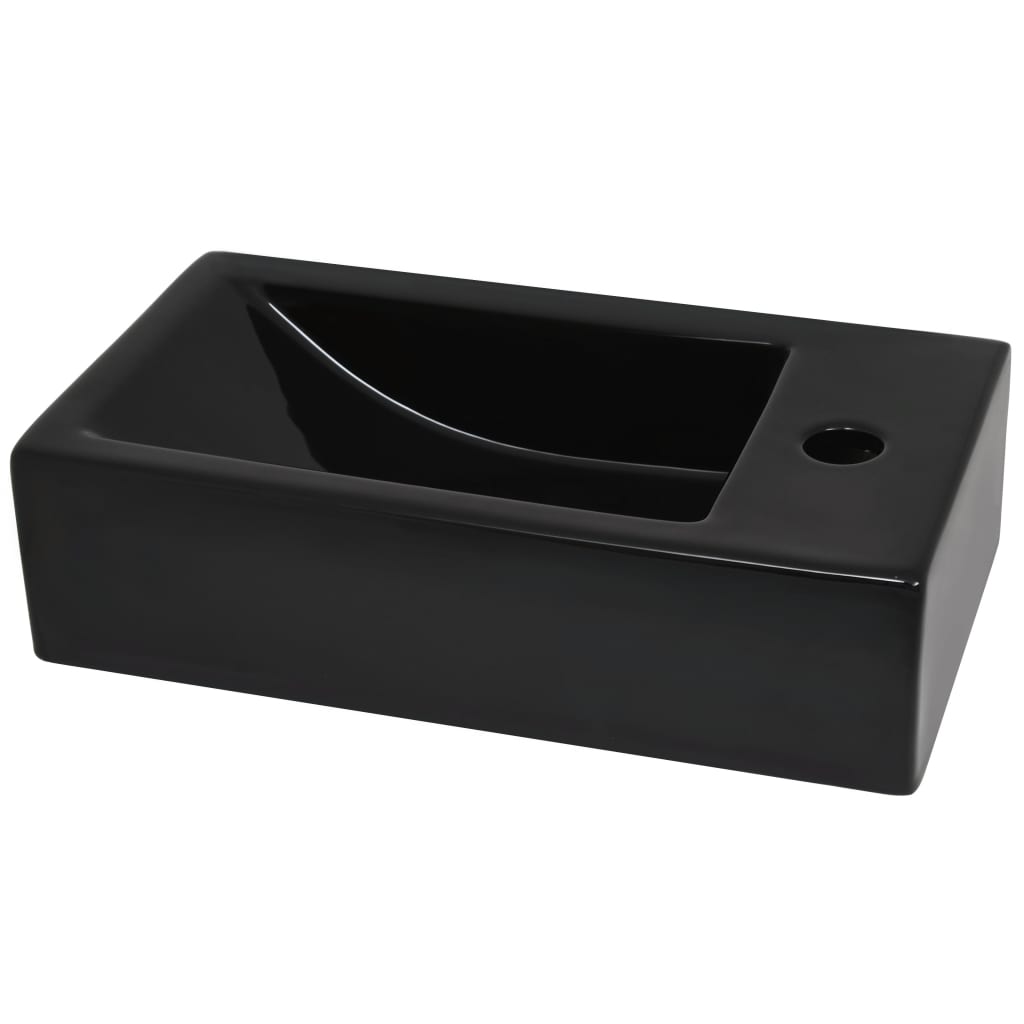 Lavabo con foro per rubinetto 46 x 25,5 cm lavabo wc in ceramica nera 02_0002542