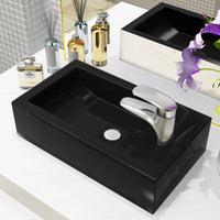 Lavandino con Foro Rubinetto Rettangolare-Lavabo-Lavello Ceramica 46x25,5x12cm