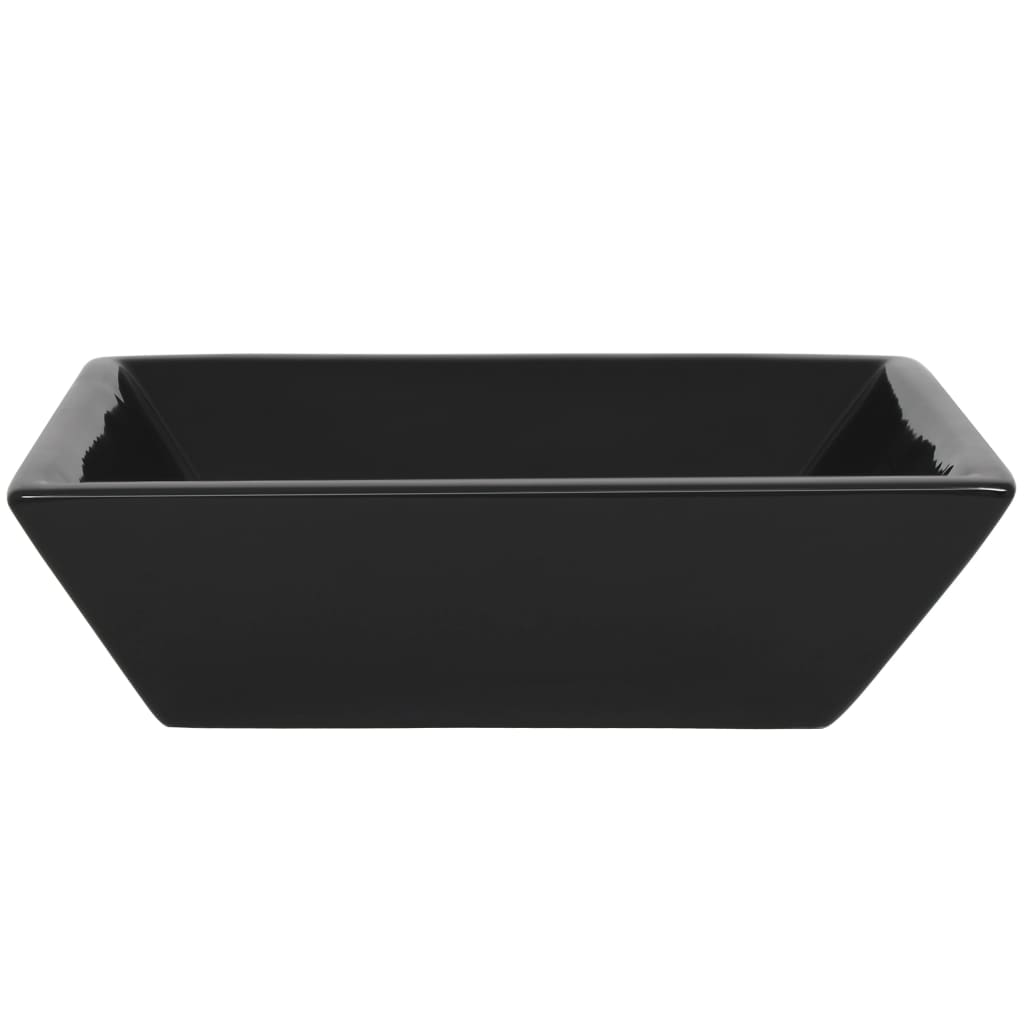 Lavandino-Lavello Quadrato in Ceramica Nero 41,5x41,5x12 cm