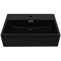 Lavandino con Foro Rubinetto in Ceramica Nero 51,5x38,5x15 cm cod mxl 49683