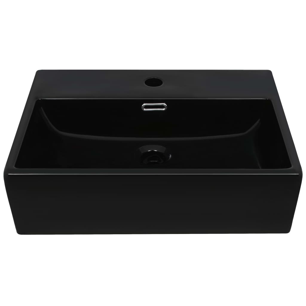 Lavandino con Foro Rubinetto in Ceramica Nero 51,5x38,5x15 cm 142741