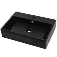 Lavandino con Foro Rubinetto Ceramica Nero 60,5x42,5x14,5 cm cod mxl 53015