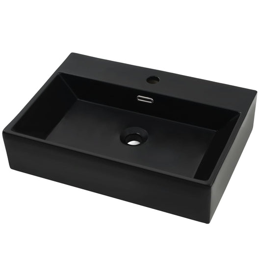 Lavabo con rubinetto in ceramica foro 60,5 cm nero 02_0002546