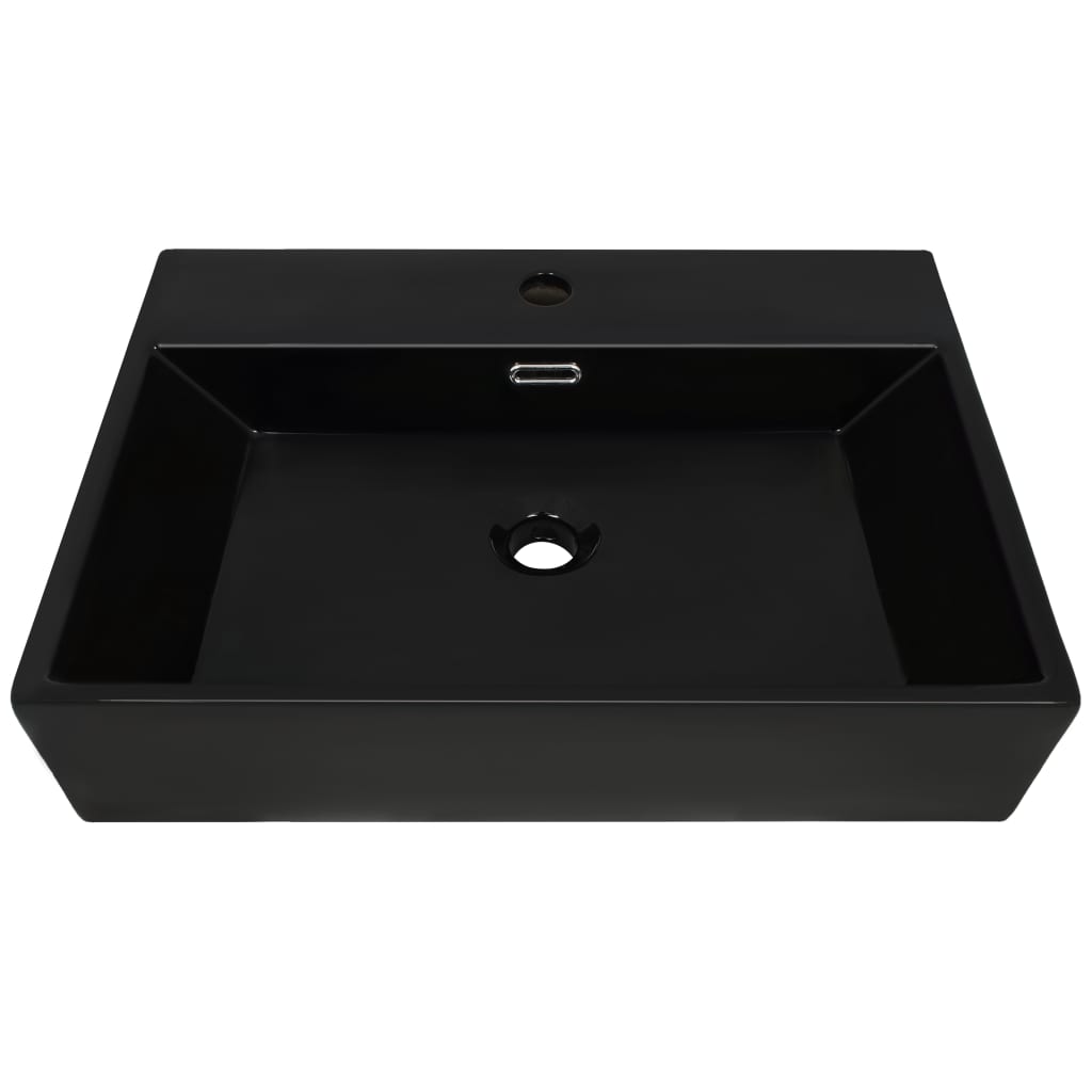 Lavabo con rubinetto in ceramica foro 60,5 cm nero 02_0002546