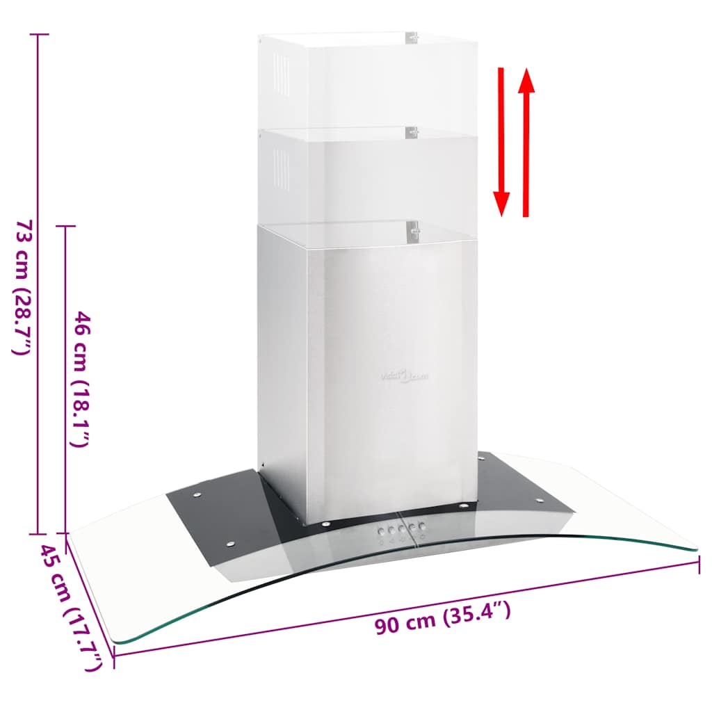 Cappa Aspirante a Muro 90 cm Acciaio Inossidabile 756 m³/h LED 50666
