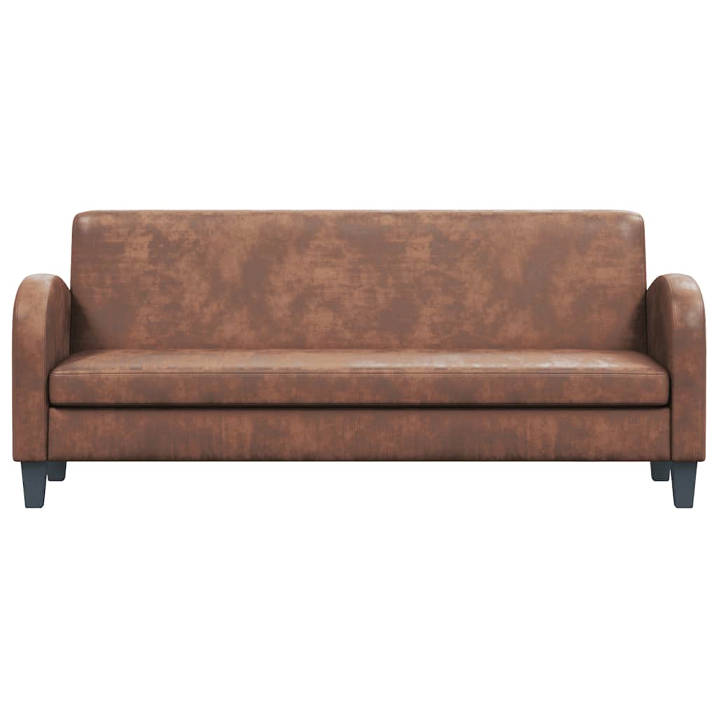 Divano a 3 Posti in Pelle Scamosciata Sintetica Marrone 245586