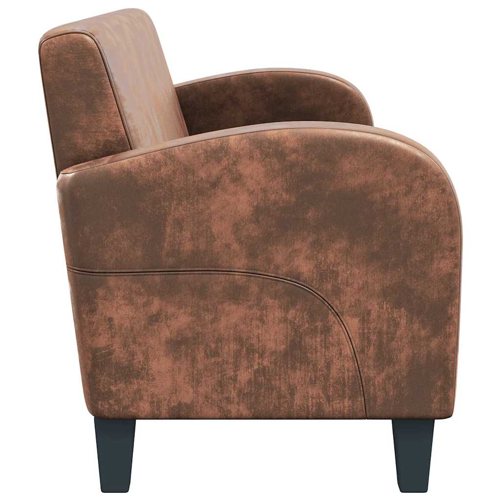 Divano a 3 Posti in Pelle Scamosciata Sintetica Marrone 245586