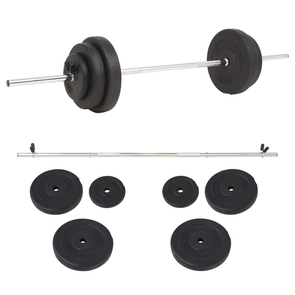 Set di manubri Long Bar 30 kg Fitness Bodybuilding Nero 02_0000742