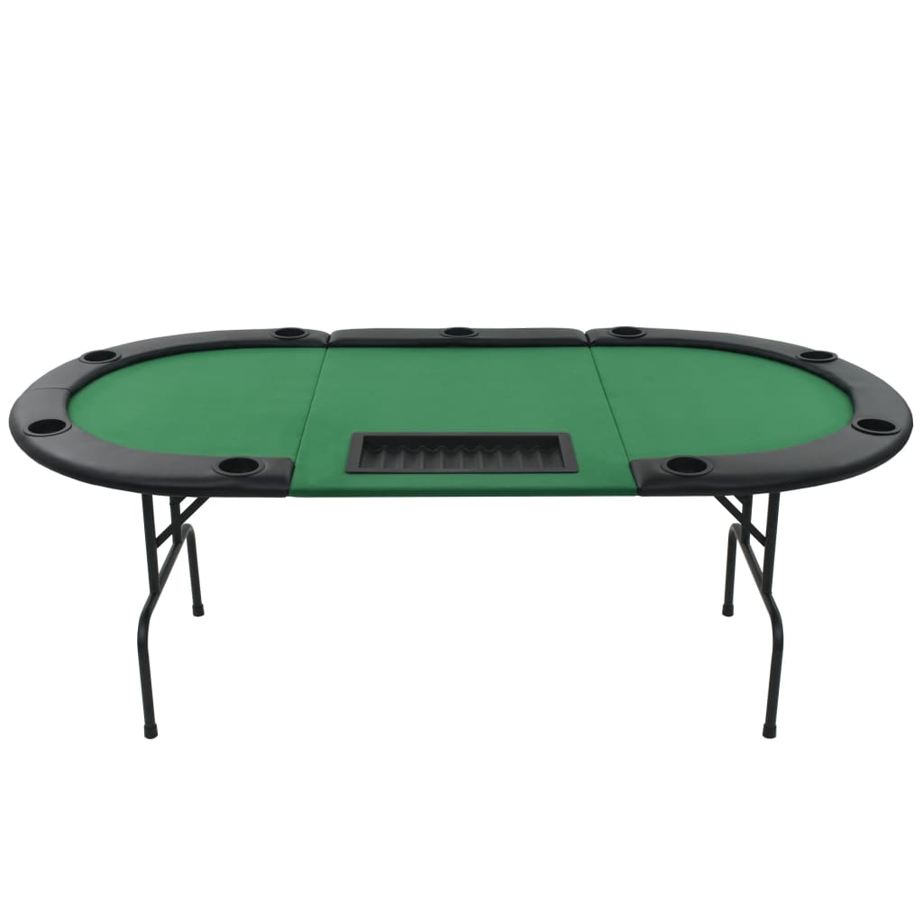 Tavolo da Poker Piegabile in 3 per 9 Giocatori Ottagonale Verde 80210