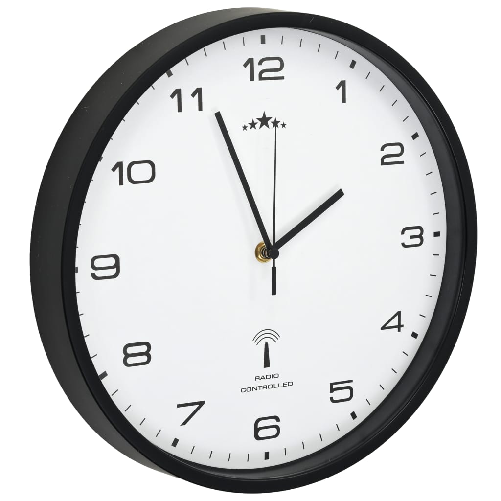 Orologio a Parete Radiocontrollato al Quarzo 31cm Bianco e Nero 50617