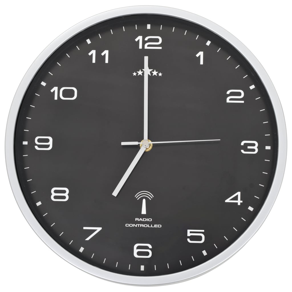 Orologio a Parete Radiocontrollato Movimento Quarzo 31 cm Nero 50618